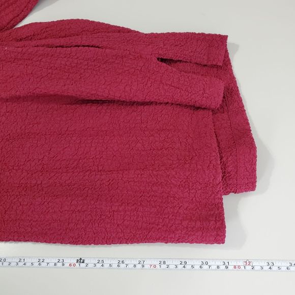 Maggie Barnes Button Front Tunic Top Size 1X 18/20 Crinkle Gauze Roll Tab Sleeve - Picture 7 of 7